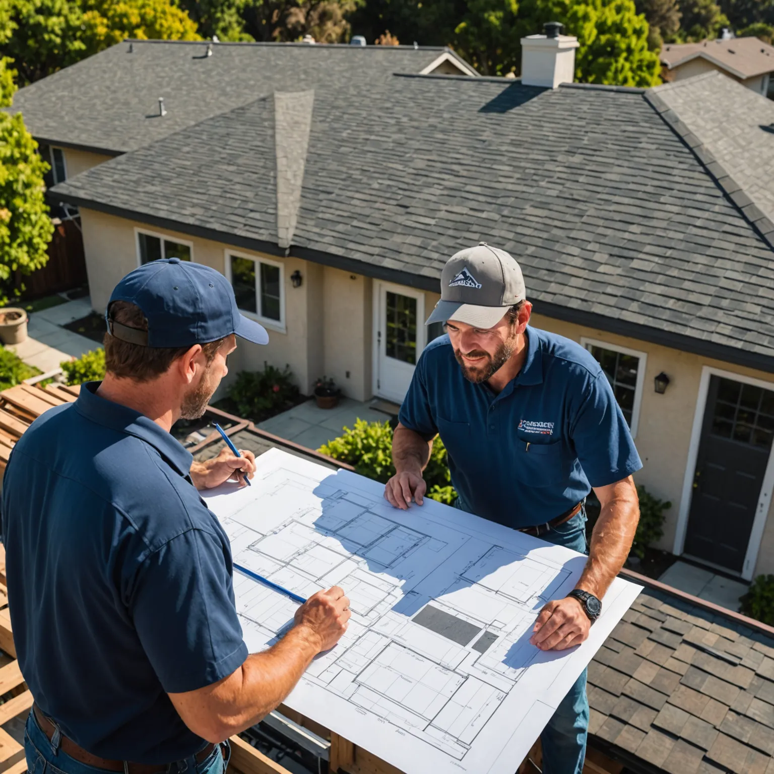 Los Angeles roofing contractor consulting with homeowner