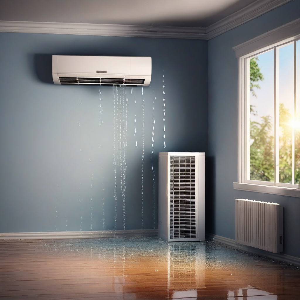 Внутрішній блок кондиціонера з каплями води та плямою на стіні у львівській квартирі