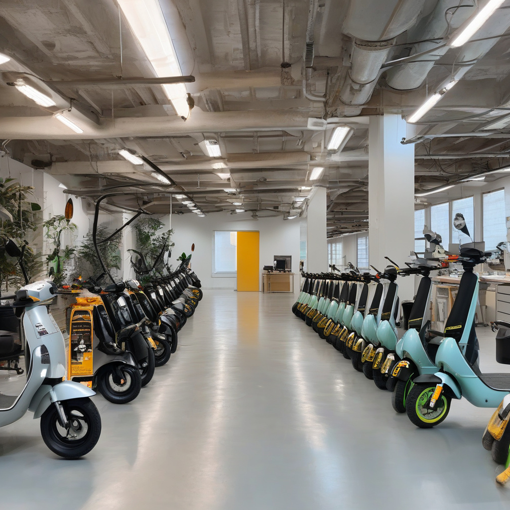 Механік обслуговує електроскутер у центрі Чернівців, сучасний ремонт