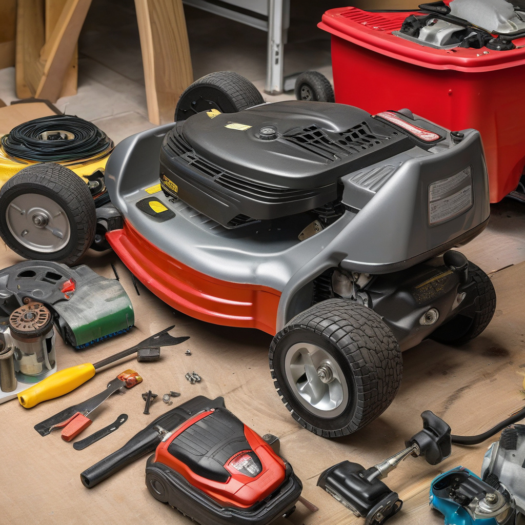 Ремонт бензинових газонокосарок у Львові — майстер оглядає двигун