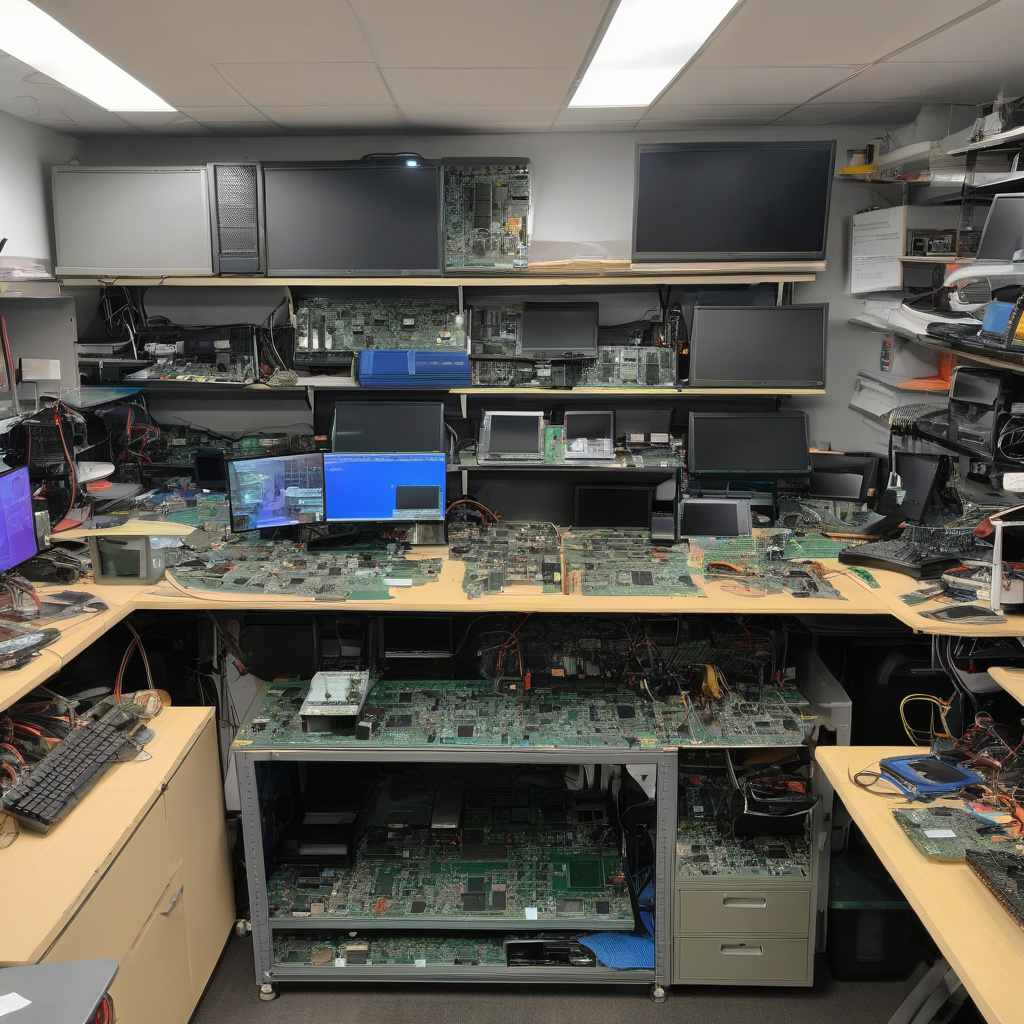 Контактні доріжки на платі під мікроскопом