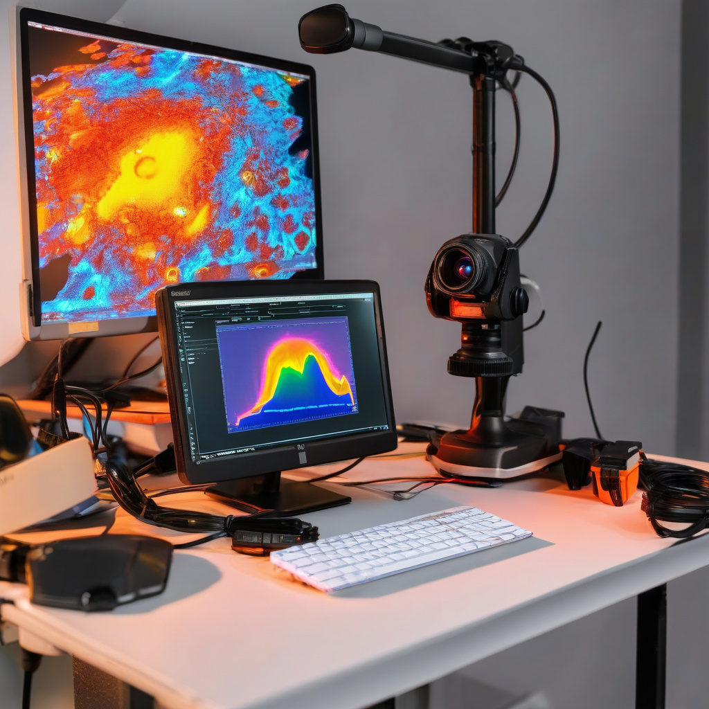 калібрування сенсорів тепловізора у львівській лабораторії, сучасне обладнання, інженер виконує налаштування