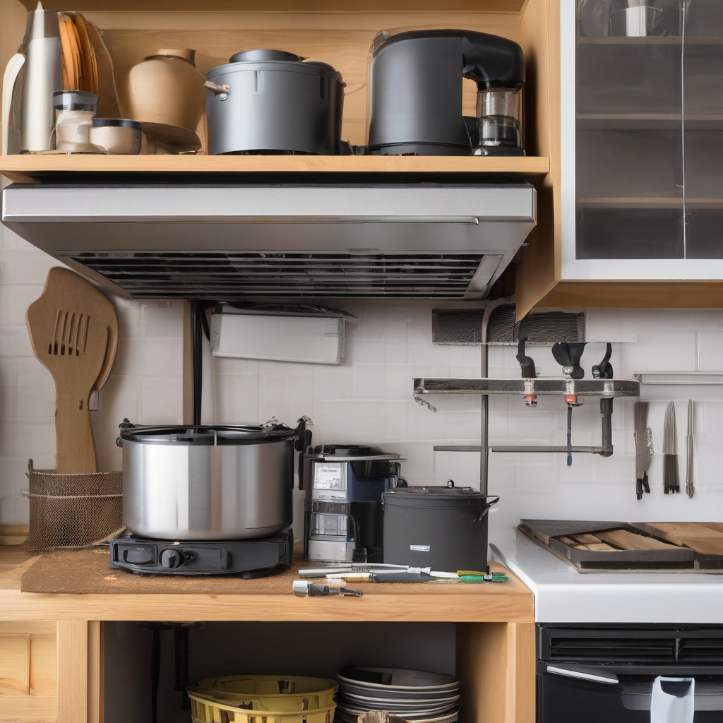 Професійний ремонт витяжки на львівській кухні, інженер чистить фільтри