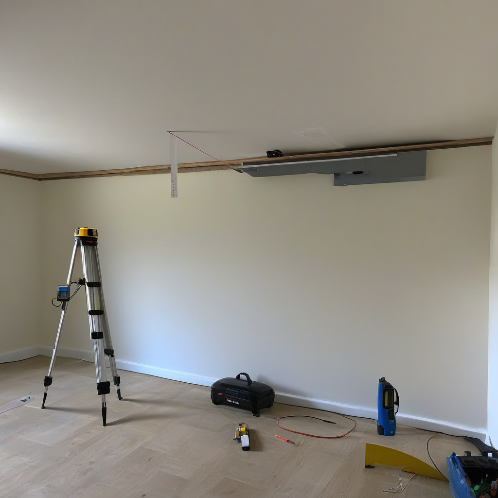 Інженер проводить перевірку точності лазерного рівня після ремонту у Львові