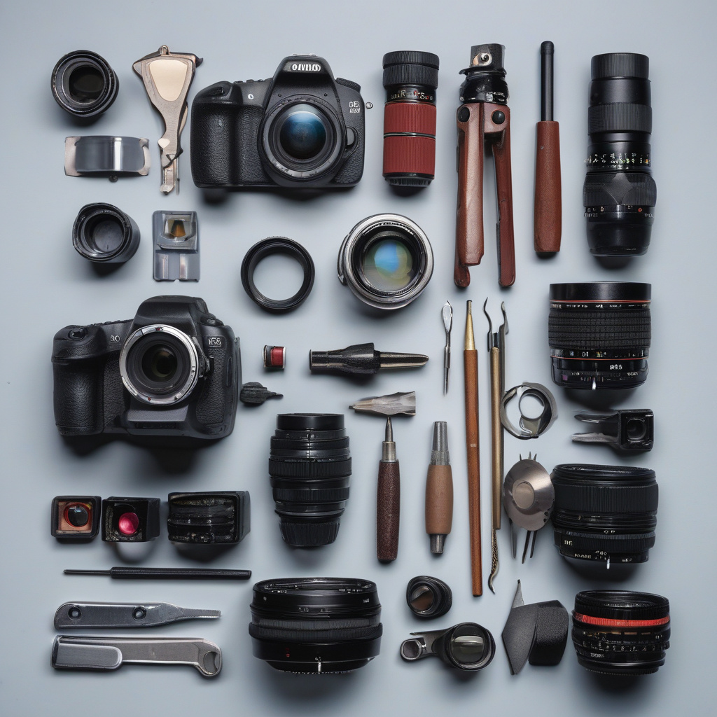 Майстер проводить розбірку об’єктива цифрового фотоапарата, чистить скло та діафрагму