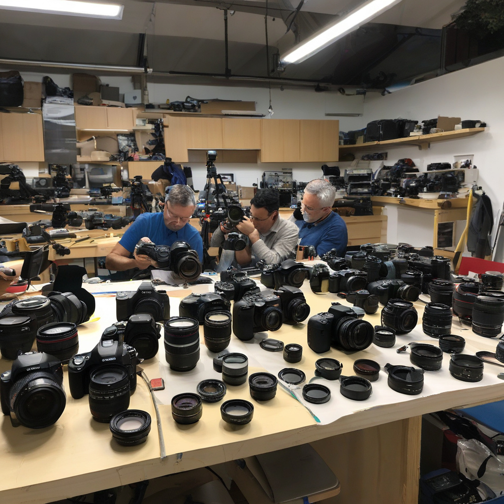 Вітрина львівської майстерні, фотоапарати після відновлення, клієнт отримує налаштовану техніку