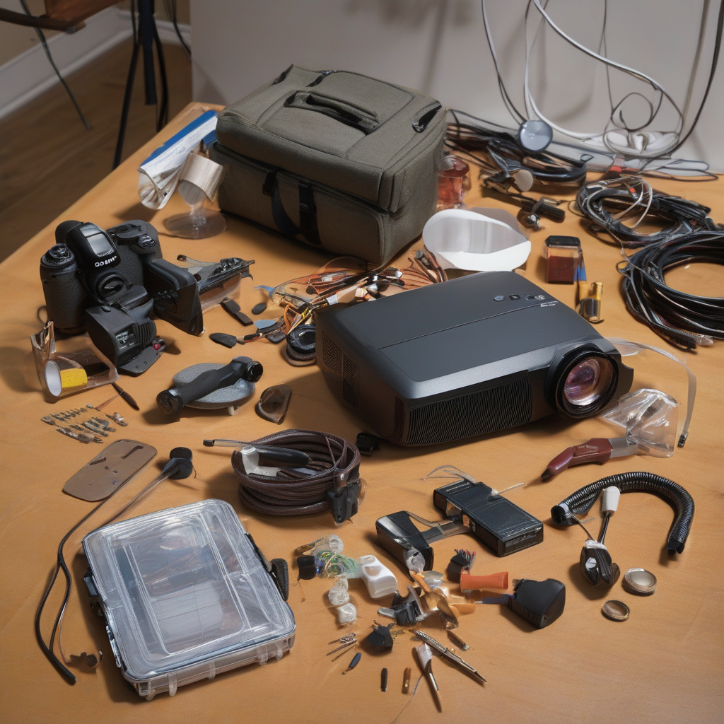 Ремонт на місці у Львові: ремонтники проектора з заміною лампи Технік оглядає лампу проектора