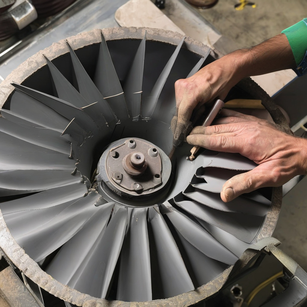 Майстер ремонтує вентилятор у домашній майстерні