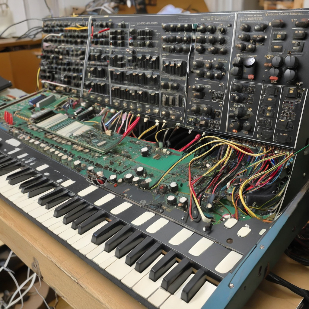 Майстер налаштовує синтезатор у Львові для музиканта Майстер налаштовує синтезатор у Львові