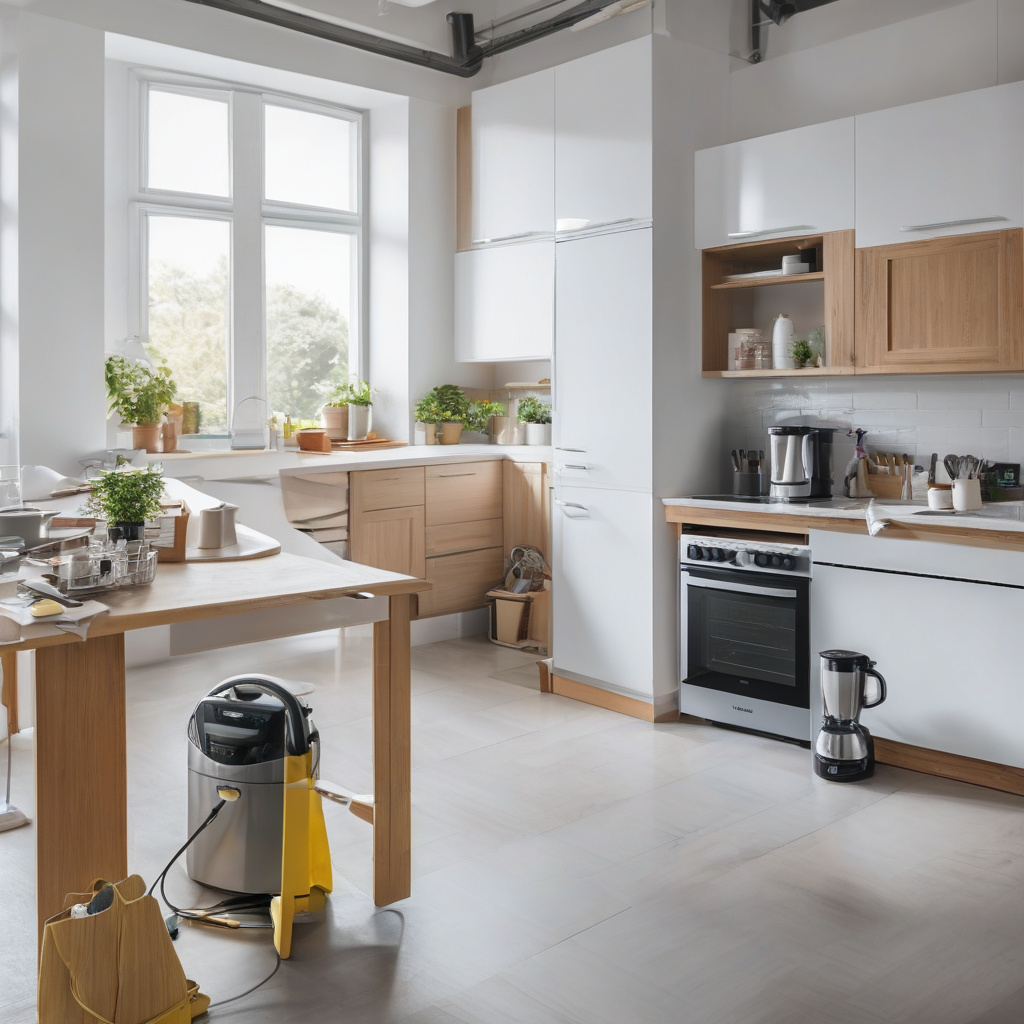 майстер розбирає кухонний міксер у сервісній майстерні