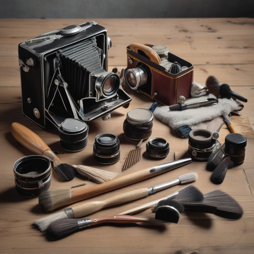 внутрішній механізм плівкового фотоапарата під час обслуговування