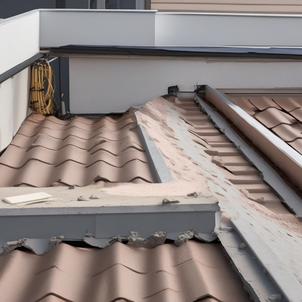 Balcony with concrete roof undergoing repair