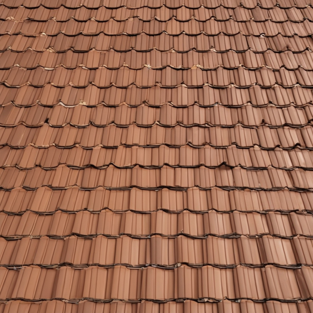 Worker using advanced technology to lay clay tiles Worker using advanced technology to lay clay tiles