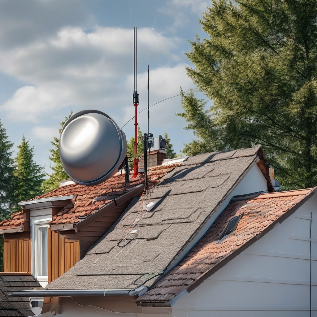 Roof with antenna installation Roof with antenna installation