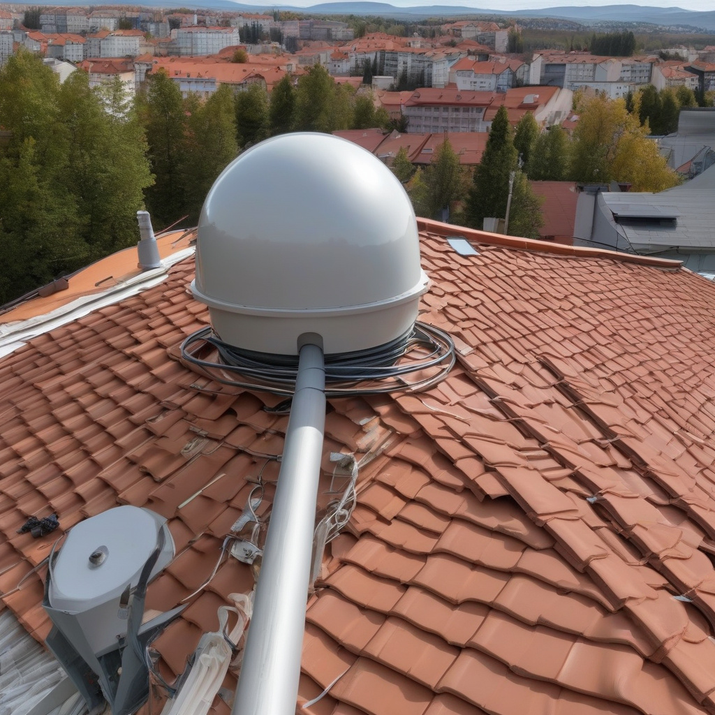 Inspecting roof conditions for antenna installation Inspecting roof conditions for antenna installation