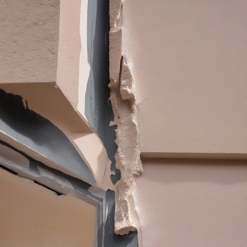 Applying polystyrene to a building facade Applying polystyrene to a building facade