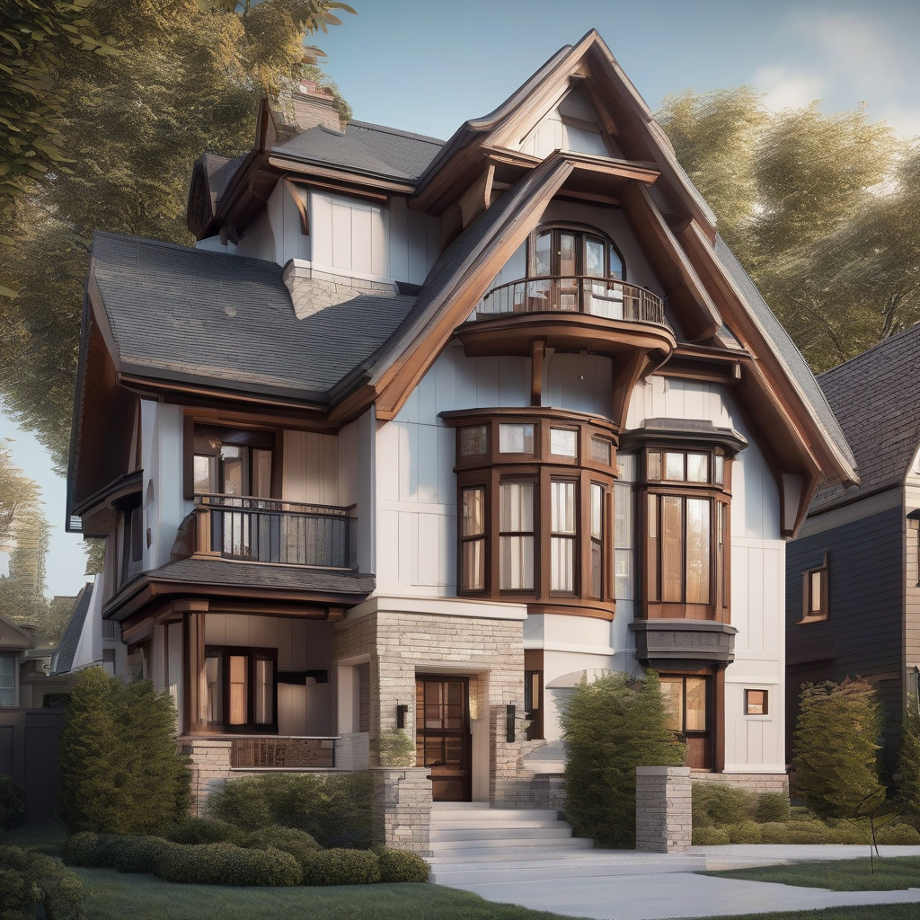 Modern Wright-style home exterior