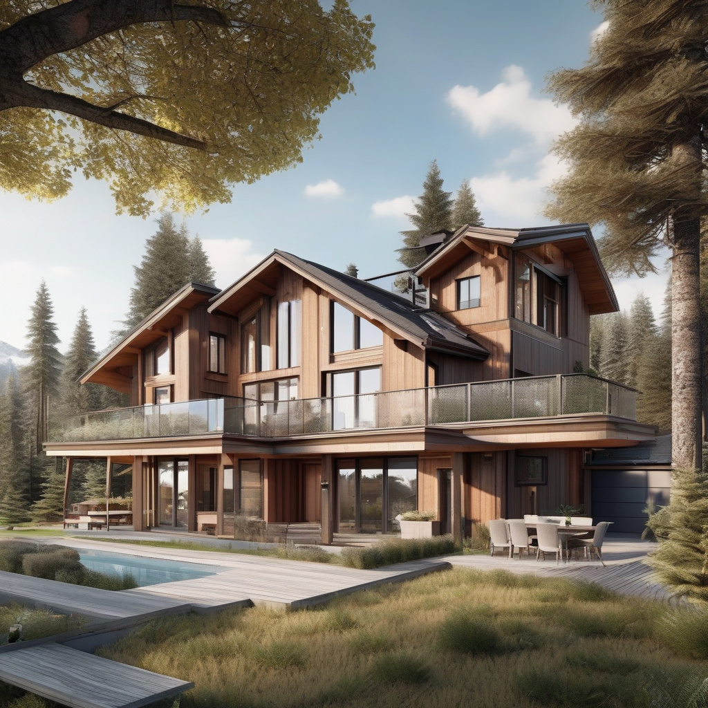 Exterior view of a chalet-style house