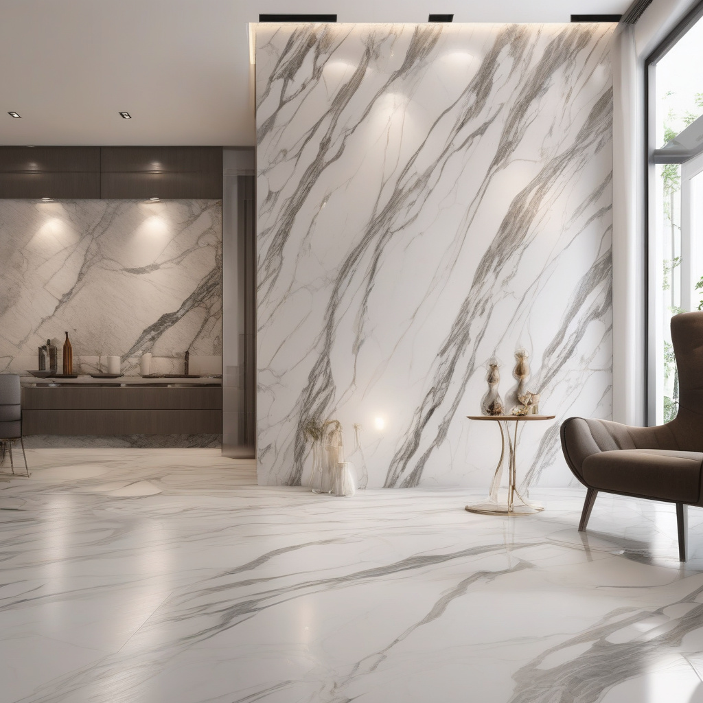 Applying marble plaster in kitchen Applying marble plaster in modern kitchen