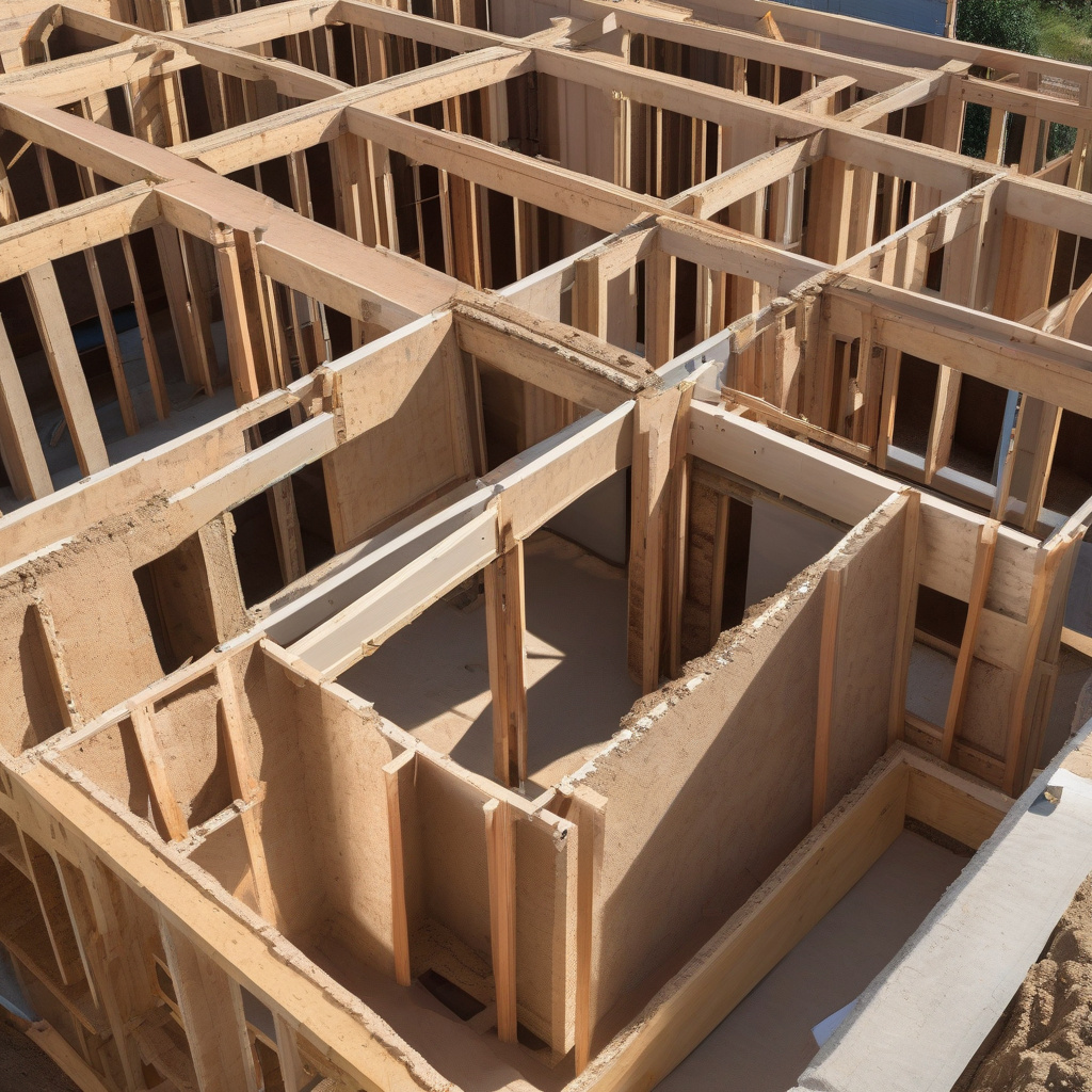 Construction workers laying foundation